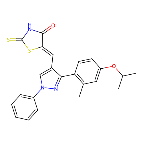 (5Z)-4-hydroxy-5-({3-[2-methyl-4-(propan-2-yloxy)phenyl]-1-phenyl-1H-pyrazol-4-yl}methylidene)-1,3-thiazole-2(5H)-thione structure