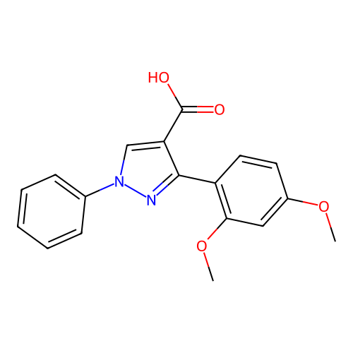 3-(2,4-dimethoxyphenyl)-1-phenyl-1H-pyrazole-4-carboxylic acid structure