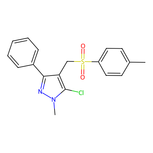 5-chloro-1-methyl-4-{[(4-methylphenyl)sulfonyl]methyl}-3-phenyl-1H-pyrazole structure