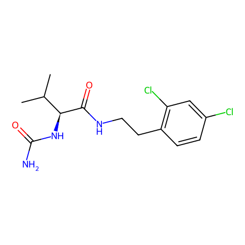 (2S)-2-(carbamoylamino)-N-[2-(2,4-dichlorophenyl)ethyl]-3-methylbutanamide structure