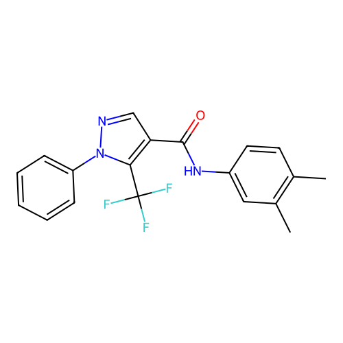 N-(3,4-dimethylphenyl)-1-phenyl-5-(trifluoromethyl)-1H-pyrazole-4-carboxamide structure