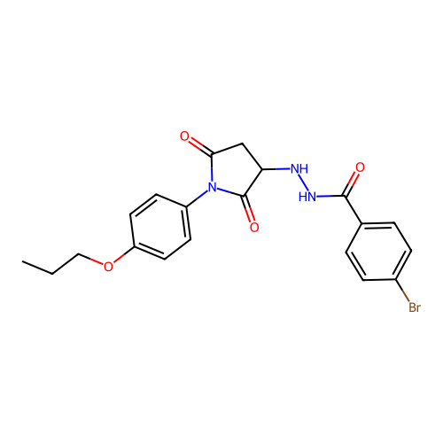 4-bromo-N'-[2,5-dioxo-1-(4-propoxyphenyl)pyrrolidin-3-yl]benzohydrazide structure