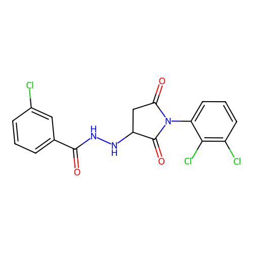 3-chloro-N'-[1-(2,3-dichlorophenyl)-2,5-dioxopyrrolidin-3-yl]benzohydrazide structure