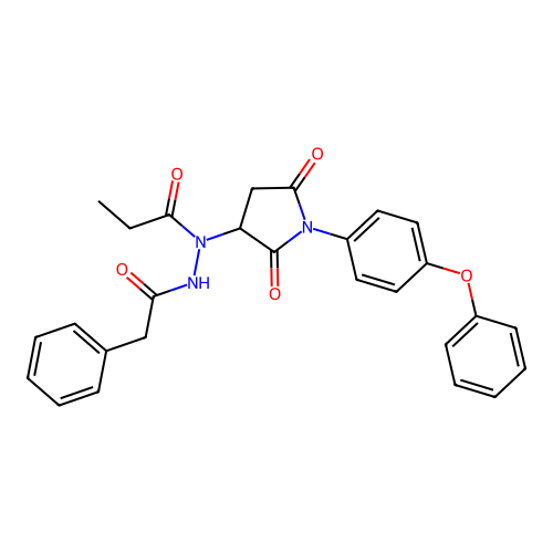 N-[2,5-dioxo-1-(4-phenoxyphenyl)pyrrolidin-3-yl]-N'-(phenylacetyl)propanehydrazide structure