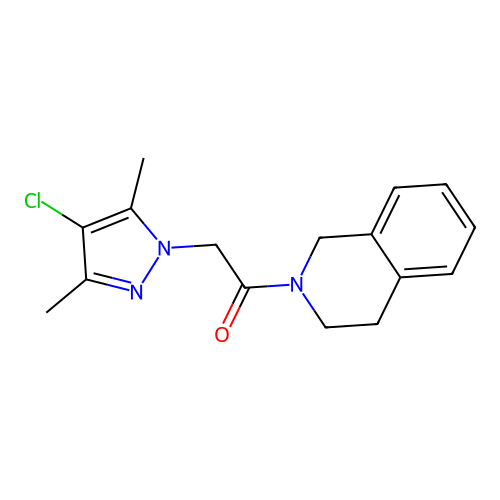 2-(4-chloro-3,5-dimethylpyrazol-1-yl)-1-(3,4-dihydro-1H-isoquinolin-2-yl)ethanone structure
