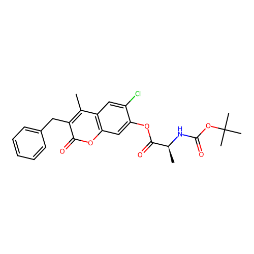 (S)-3-benzyl-6-chloro-4-methyl-2-oxo-2H-chromen-7-yl 2-((tert-butoxycarbonyl)amino)propanoate structure