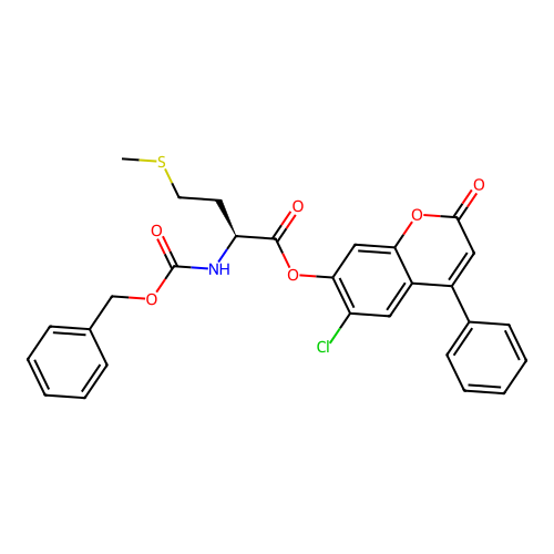 (S)-6-chloro-2-oxo-4-phenyl-2H-chromen-7-yl 2-(((benzyloxy)carbonyl)amino)-4-(methylthio)butanoate structure