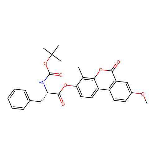 (S)-8-methoxy-4-methyl-6-oxo-6H-benzo[c]chromen-3-yl 2-((tert-butoxycarbonyl)amino)-3-phenylpropanoate structure