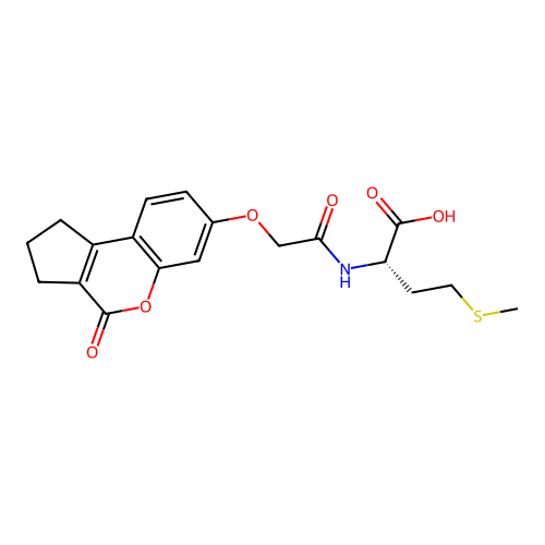 N-{[(4-oxo-1,2,3,4-tetrahydrocyclopenta[c]chromen-7-yl)oxy]acetyl}-L-methionine structure