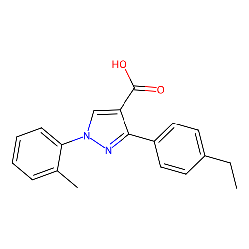 3-(4-ethylphenyl)-1-(2-methylphenyl)-1H-pyrazole-4-carboxylic acid structure