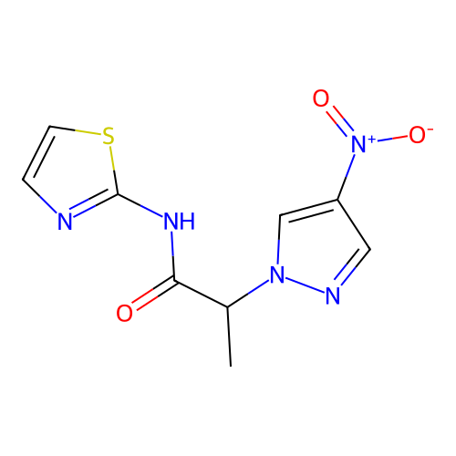 2-(4-nitro-1H-pyrazol-1-yl)-N-(1,3-thiazol-2-yl)propanamide structure