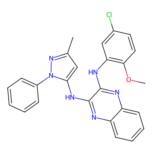 N2-(5-chloro-2-methoxyphenyl)-N3-(3-methyl-1-phenyl-1H-pyrazol-5-yl)quinoxaline-2,3-diamine structure