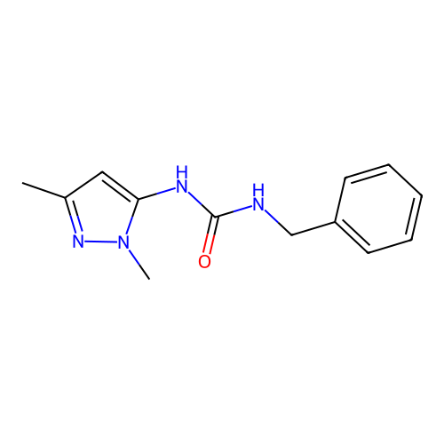 1-benzyl-3-(1,3-dimethyl-1H-pyrazol-5-yl)urea structure