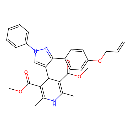 dimethyl 4-{3-[4-(allyloxy)phenyl]-1-phenyl-1H-pyrazol-4-yl}-2,6-dimethyl-1,4-dihydropyridine-3,5-dicarboxylate structure
