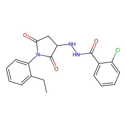 2-chloro-N'-[1-(2-ethylphenyl)-2,5-dioxopyrrolidin-3-yl]benzohydrazide structure