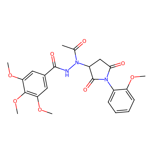 N'-acetyl-3,4,5-trimethoxy-N'-[1-(2-methoxyphenyl)-2,5-dioxopyrrolidin-3-yl]benzohydrazide structure