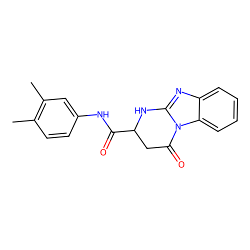 N-(3,4-dimethylphenyl)-4-oxo-3,10-dihydro-2H-pyrimido[1,2-a]benzimidazole-2-carboxamide structure