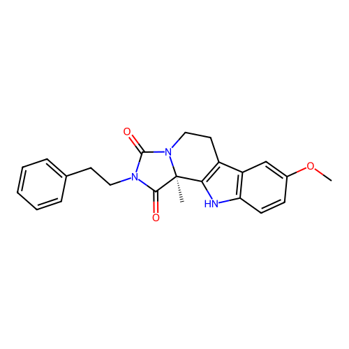 (S)-8-methoxy-11b-methyl-2-phenethyl-5,6,11,11b-tetrahydro-1H-imidazo[1',5':1,2]pyrido[3,4-b]indole-1,3(2H)-dione structure