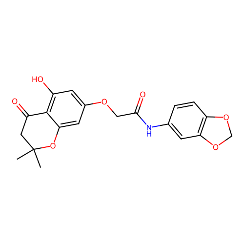 N-(1,3-benzodioxol-5-yl)-2-[(5-hydroxy-2,2-dimethyl-4-oxo-3H-chromen-7-yl)oxy]acetamide structure