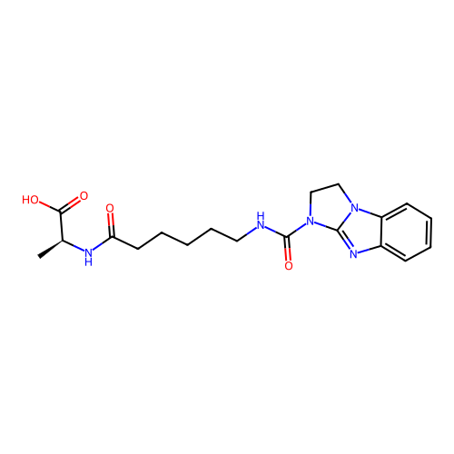 (2S)-2-[6-(1,2-dihydroimidazo[1,2-a]benzimidazole-3-carbonylamino)hexanoylamino]propanoic acid structure