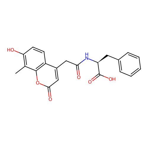 (S)-2-(2-(7-hydroxy-8-methyl-2-oxo-2H-chromen-4-yl)acetamido)-3-phenylpropanoic acid structure
