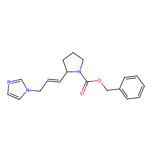 Benzyl 2-(3-imidazol-1-ylprop-1-enyl)pyrrolidine-1-carboxylate structure