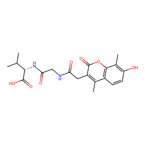 (S)-2-(2-(2-(7-hydroxy-4,8-dimethyl-2-oxo-2H-chromen-3-yl)acetamido)acetamido)-3-methylbutanoic acid structure