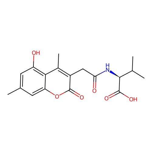 (S)-2-(2-(5-hydroxy-4,7-dimethyl-2-oxo-2H-chromen-3-yl)acetamido)-3-methylbutanoic acid structure