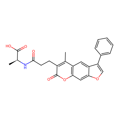 (S)-2-(3-(5-methyl-7-oxo-3-phenyl-7H-furo[3,2-g]chromen-6-yl)propanamido)propanoic acid structure