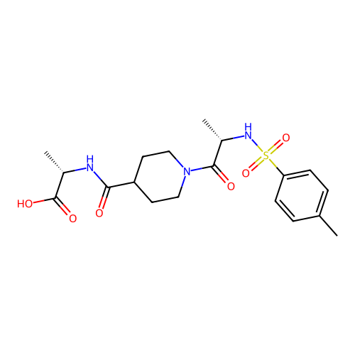N-[(1-{N-[(4-methylphenyl)sulfonyl]-L-alanyl}piperidin-4-yl)carbonyl]-L-alanine structure