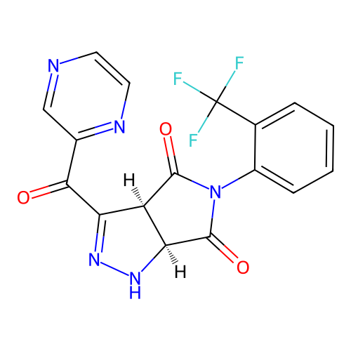 (3aS,6aS)-3-(pyrazin-2-ylcarbonyl)-5-[2-(trifluoromethyl)phenyl]-3a,6a-dihydropyrrolo[3,4-c]pyrazole-4,6(1H,5H)-dione structure