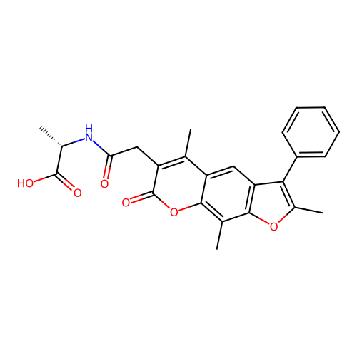 (S)-2-(2-(2,5,9-trimethyl-7-oxo-3-phenyl-7H-furo[3,2-g]chromen-6-yl)acetamido)propanoic acid structure