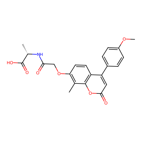 (S)-2-(2-((4-(4-methoxyphenyl)-8-methyl-2-oxo-2H-chromen-7-yl)oxy)acetamido)propanoic acid structure