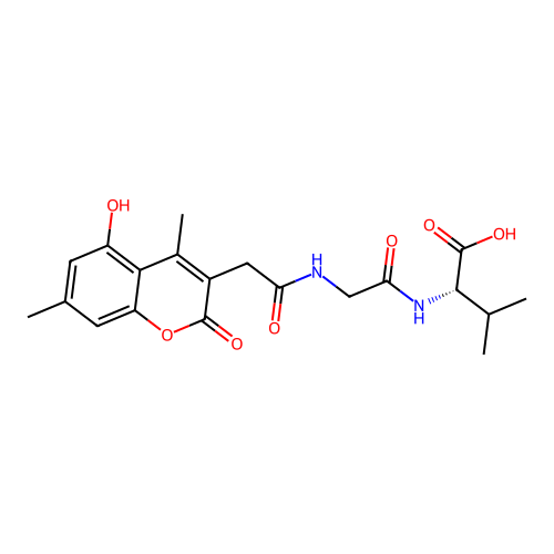 (S)-2-(2-(2-(5-hydroxy-4,7-dimethyl-2-oxo-2H-chromen-3-yl)acetamido)acetamido)-3-methylbutanoic acid structure