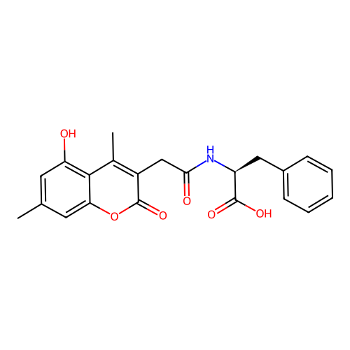 (S)-2-(2-(5-hydroxy-4,7-dimethyl-2-oxo-2H-chromen-3-yl)acetamido)-3-phenylpropanoic acid structure