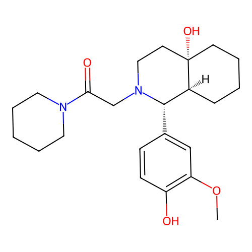 2-[(1R,4aS,8aS)-4a-hydroxy-1-(4-hydroxy-3-methoxyphenyl)-1,3,4,5,6,7,8,8a-octahydroisoquinolin-2-yl]-1-piperidin-1-ylethanone structure