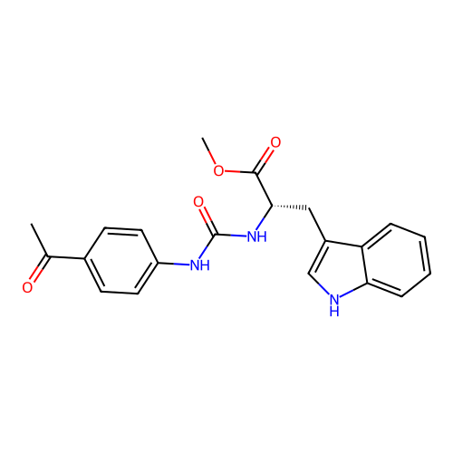 methyl N-[(4-acetylphenyl)carbamoyl]-L-tryptophanate structure