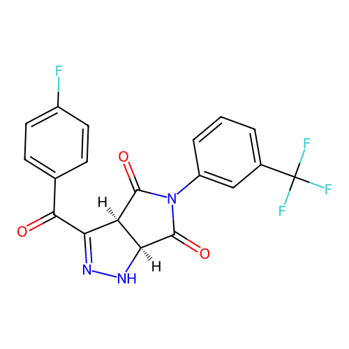 (3aS,6aS)-3-(4-fluorobenzoyl)-5-(3-(trifluoromethyl)phenyl)-1,6a-dihydropyrrolo[3,4-c]pyrazole-4,6(3aH,5H)-dione structure