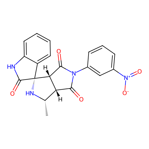 (1'S,3'S,3a'S,6a'R)-3'-methyl-5'-(3-nitrophenyl)-3',3a'-dihydro-2'H-spiro[indoline-3,1'-pyrrolo[3,4-c]pyrrole]-2,4',6'(5'H,6a'H)-trione structure