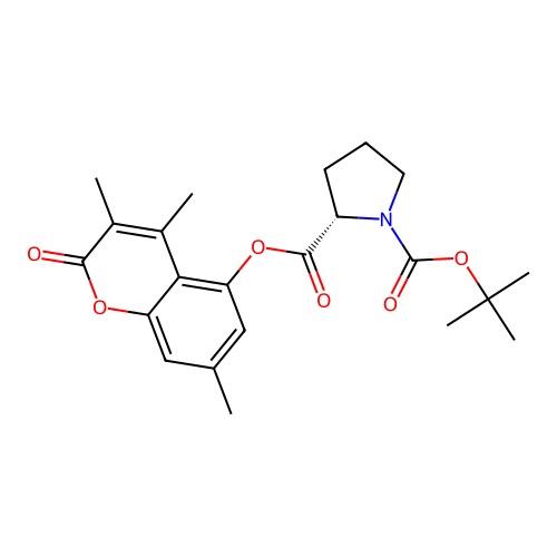 (S)-1-tert-butyl 2-(3,4,7-trimethyl-2-oxo-2H-chromen-5-yl) pyrrolidine-1,2-dicarboxylate structure