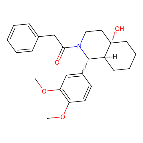 1-[(1R,4aS,8aS)-1-(3,4-dimethoxyphenyl)-4a-hydroxy-1,3,4,5,6,7,8,8a-octahydroisoquinolin-2-yl]-2-phenylethanone structure