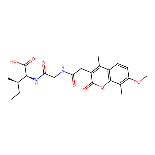 (2S,3R)-2-(2-(2-(7-methoxy-4,8-dimethyl-2-oxo-2H-chromen-3-yl)acetamido)acetamido)-3-methylpentanoic acid structure
