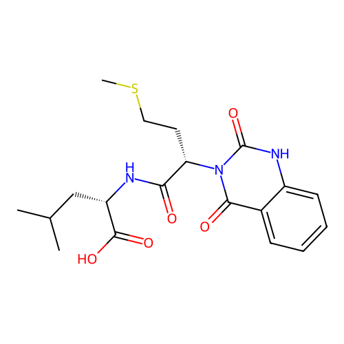 (S)-2-((S)-2-(2,4-dioxo-1,2-dihydroquinazolin-3(4H)-yl)-4-(methylthio)butanamido)-4-methylpentanoic acid structure