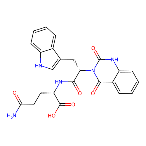N~2~-[(2S)-2-(2-hydroxy-4-oxoquinazolin-3(4H)-yl)-3-(1H-indol-3-yl)propanoyl]-L-glutamine structure