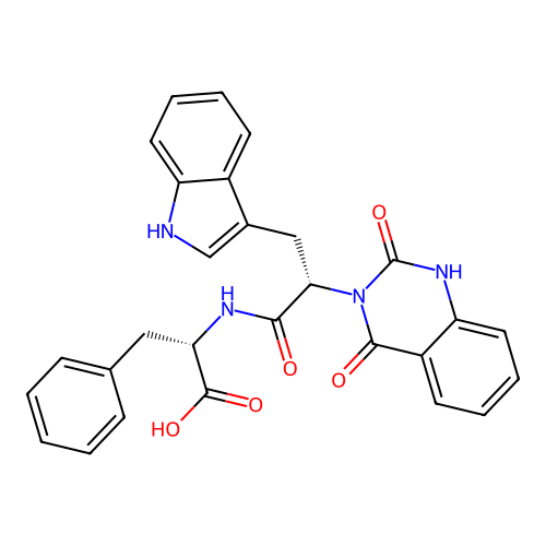 (S)-2-((S)-2-(2,4-dioxo-1,2-dihydroquinazolin-3(4H)-yl)-3-(1H-indol-3-yl)propanamido)-3-phenylpropanoic acid structure