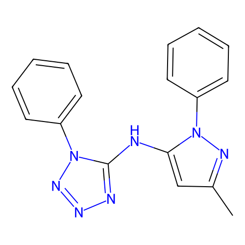 N-(3-methyl-1-phenyl-1H-pyrazol-5-yl)-1-phenyl-1H-tetrazol-5-amine structure