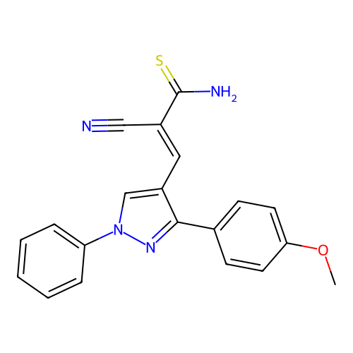 (2E)-2-cyano-3-[3-(4-methoxyphenyl)-1-phenyl-1H-pyrazol-4-yl]prop-2-enethioamide structure