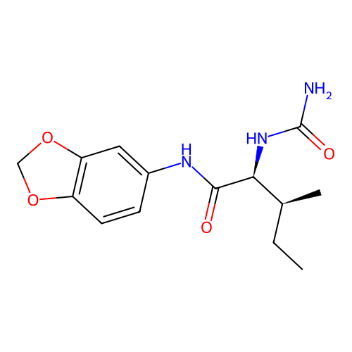 (2S,3S)-N-(1,3-benzodioxol-5-yl)-2-(carbamoylamino)-3-methylpentanamide structure