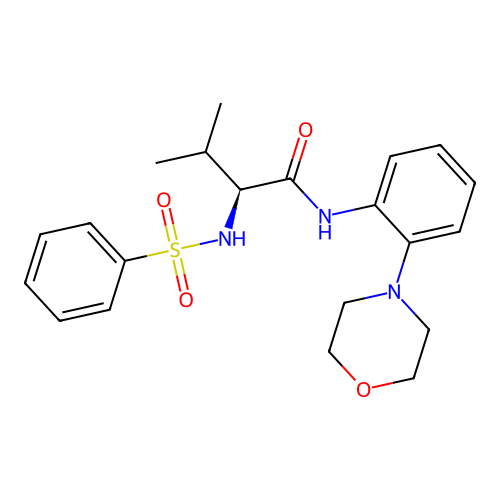 (2S)-2-(benzenesulfonamido)-3-methyl-N-(2-morpholin-4-ylphenyl)butanamide structure
