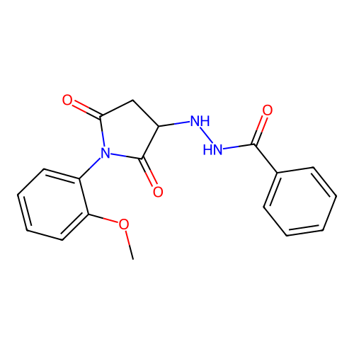 N'-[1-(2-methoxyphenyl)-2,5-dioxopyrrolidin-3-yl]benzohydrazide structure
